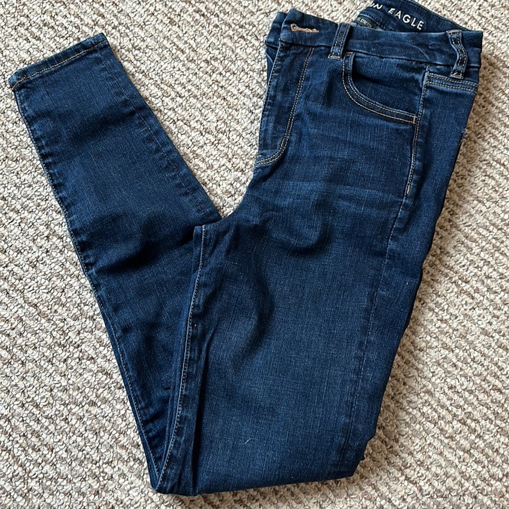 Dark Blue American Eagle Super High Rise Jeggings